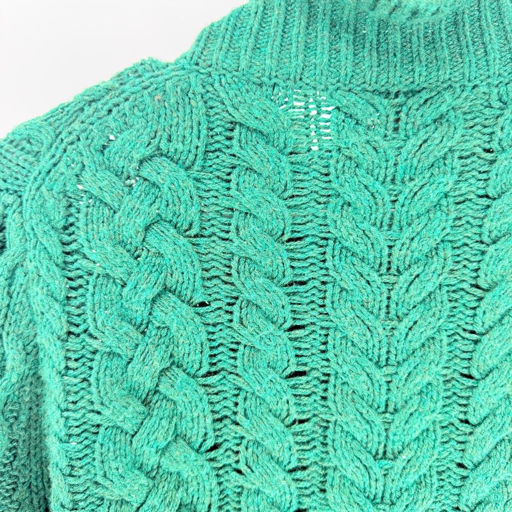 JCrew Cable Knit Cardigan Womens Small Green Gold Crest Buttons Dark Academia - Picture 8 of 14